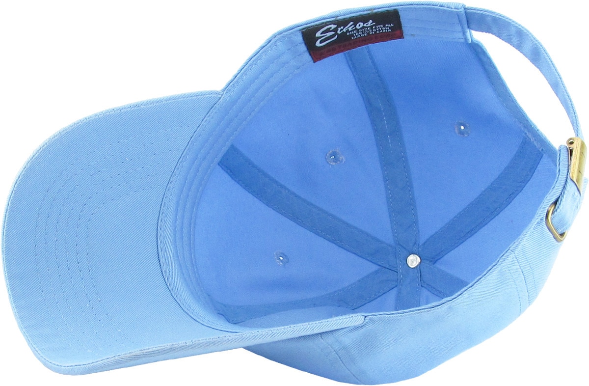 Sky Blue Low Profile Baseball Caps Inside Turned Over View